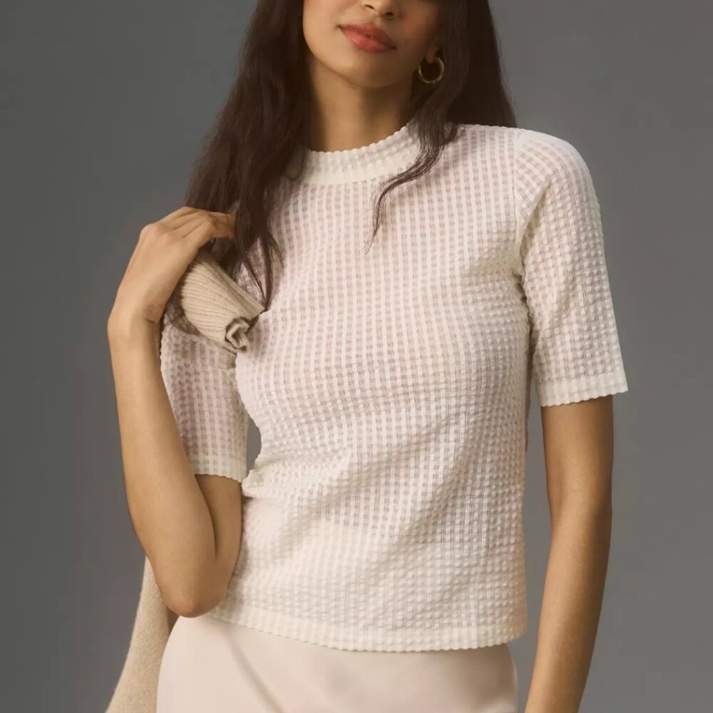 Maeve Sheer Mesh Mock-Neck Top, XXS, NWT